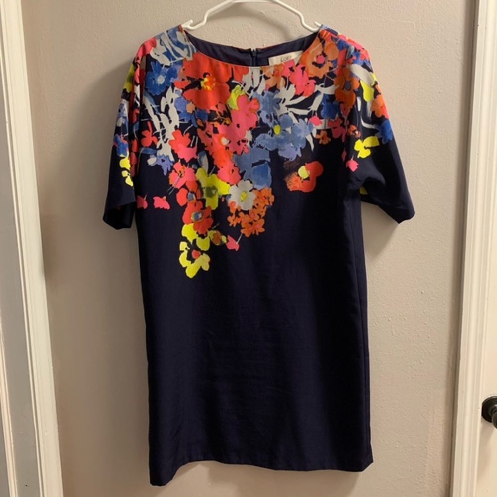 LOFT Casual Floral Short Sleeve Dress Small